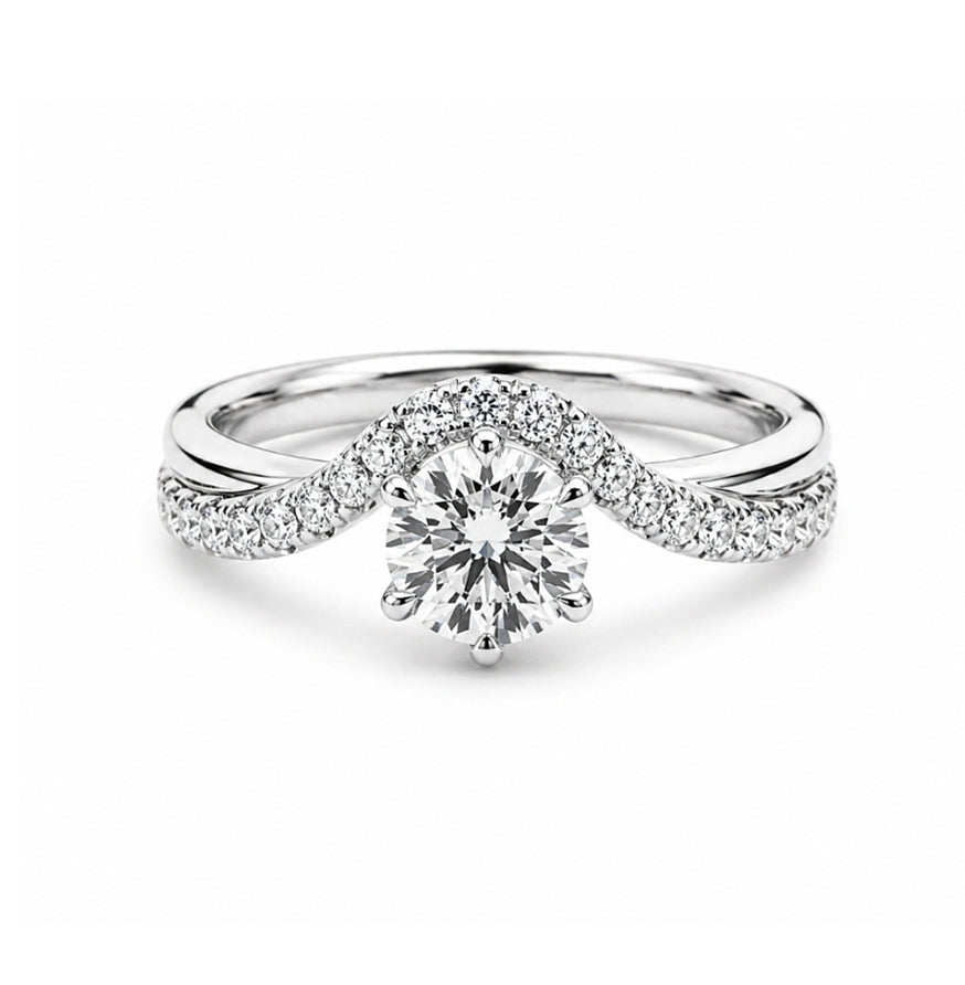 18K White Gold Double Band Engagement Ring, SO1218