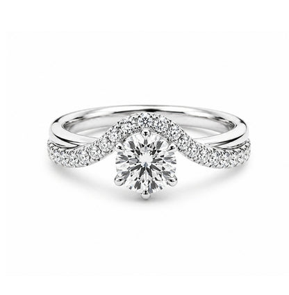 18K White Gold Double Band Engagement Ring, SO1218