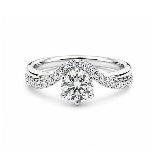 18K White Gold Double Band Engagement Ring, SO1218