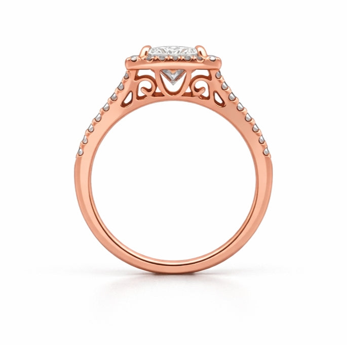 Radiant Cut Vintage Halo Engagement Ring, SO1366