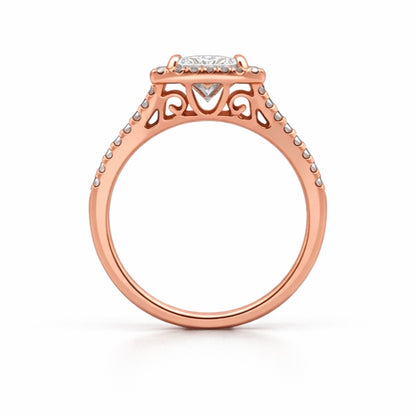 Radiant Cut Vintage Halo Engagement Ring, SO1366