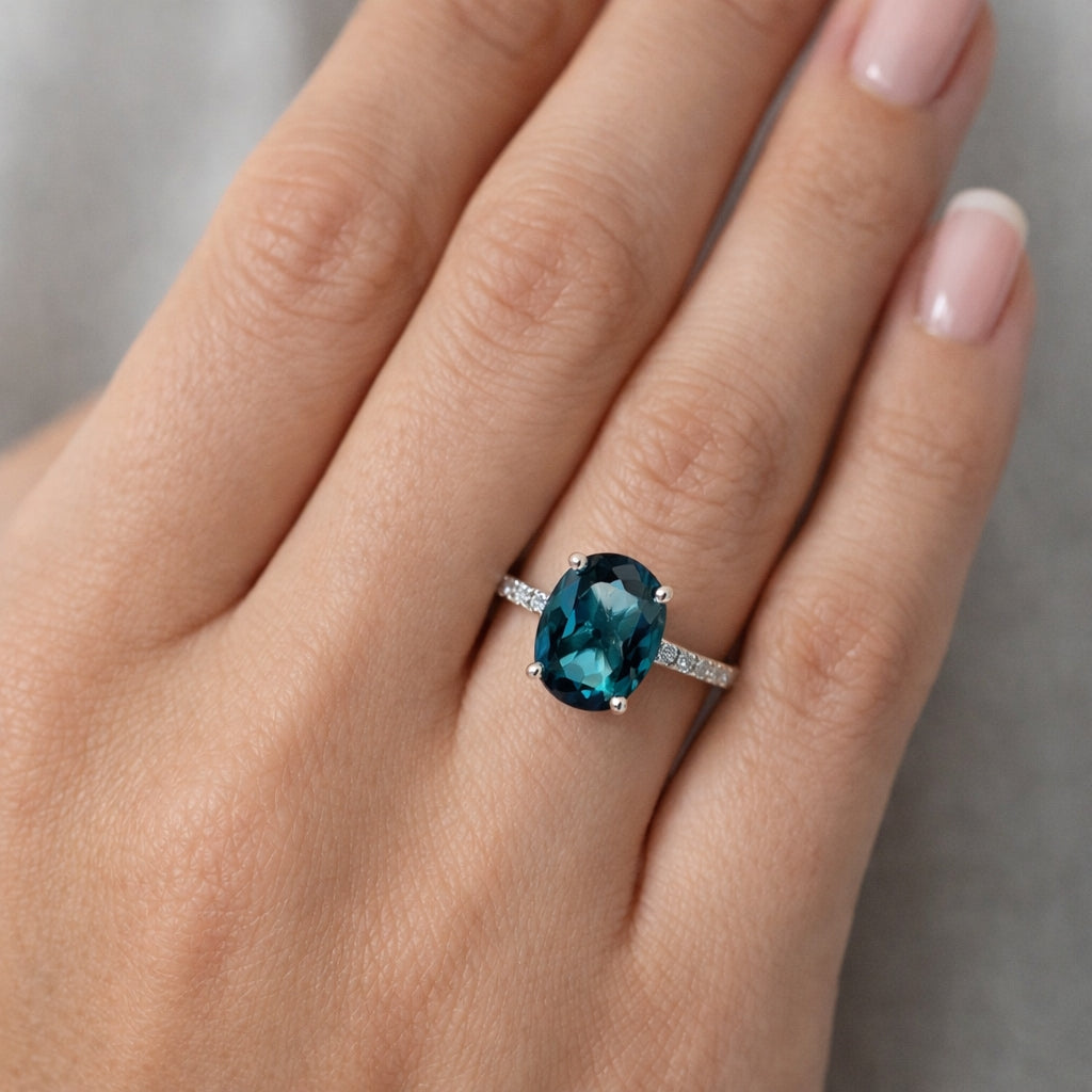2.00ct Blue Topaz and Diamond Engagement Ring, SO1414
