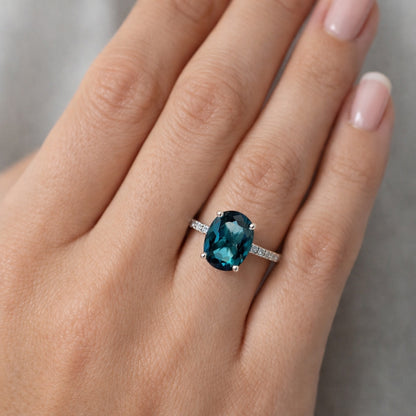 2.00ct Blue Topaz and Diamond Engagement Ring, SO1414