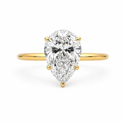 14K yellow Gold 5-Prong Solitaire with Pear Cut Diamond, SO1418