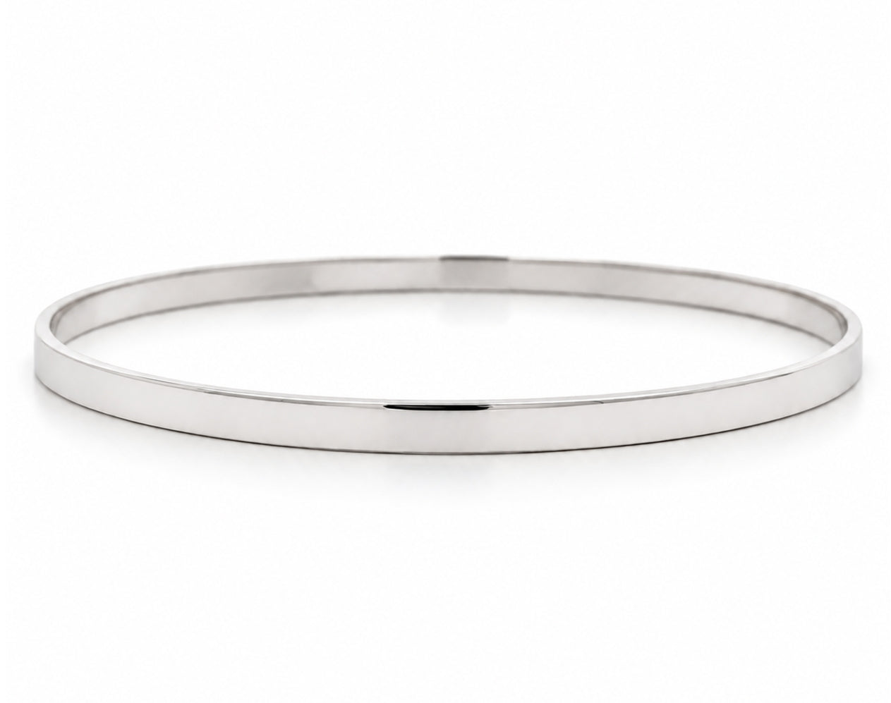 14K White Gold Plain Bangle 4MM, SO1472W