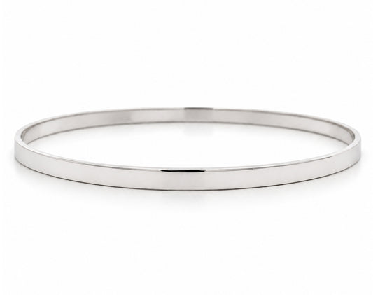 14K White Gold Plain Bangle 4MM, SO1472W
