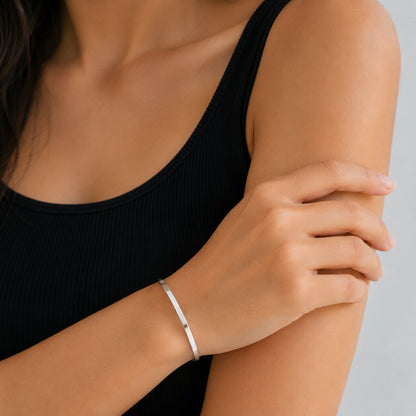 14K White Gold Plain Bangle 4MM, SO1472W