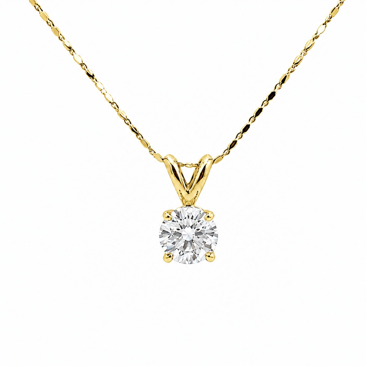 14K Yellow Gold Solitaire Pendent Round Cut 0.90CT SO1475