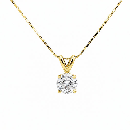 14K Yellow Gold Solitaire Pendent Round Cut 0.90CT SO1475