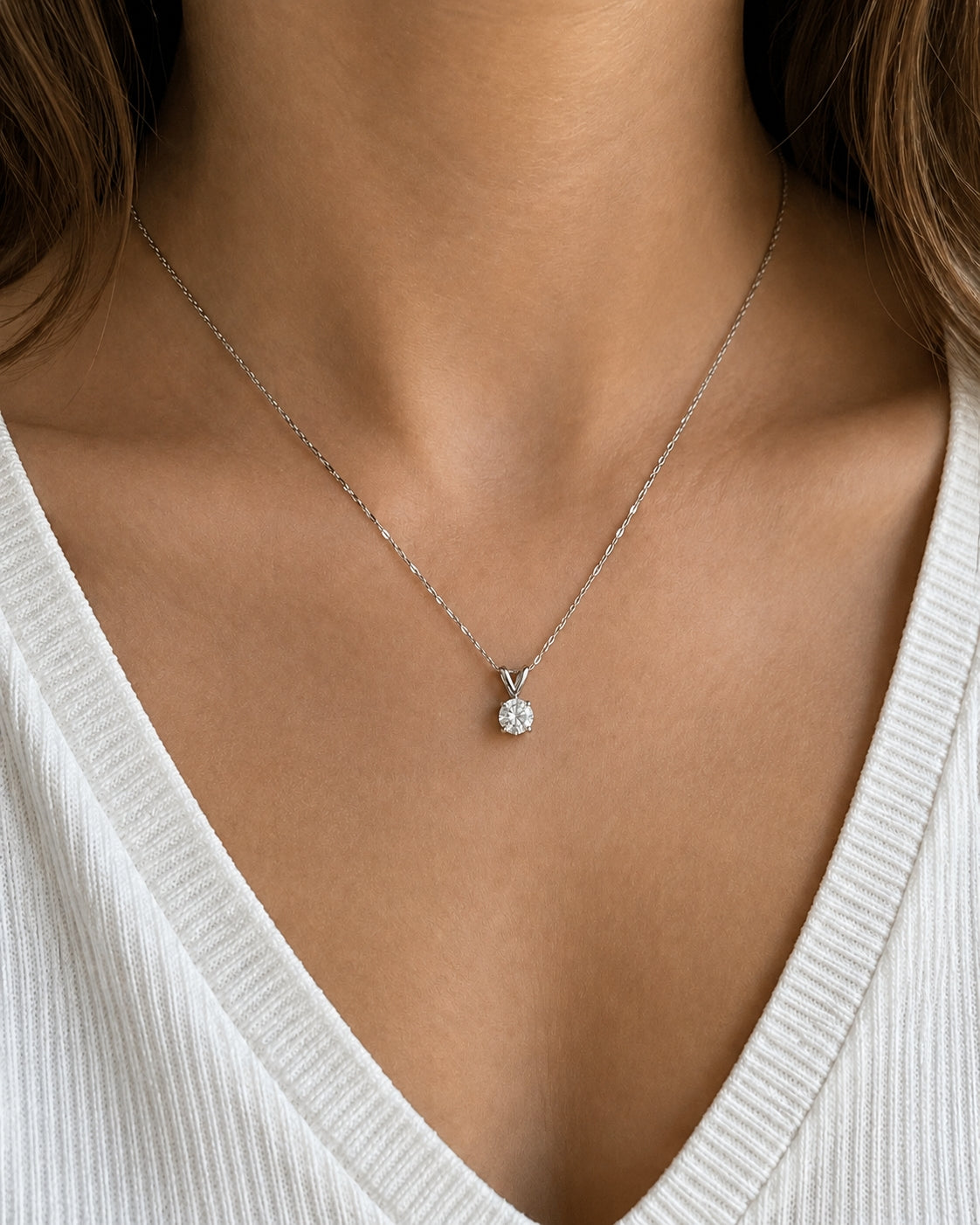 14K Yellow Gold Solitaire Pendent Round Cut 0.90CT SO1475