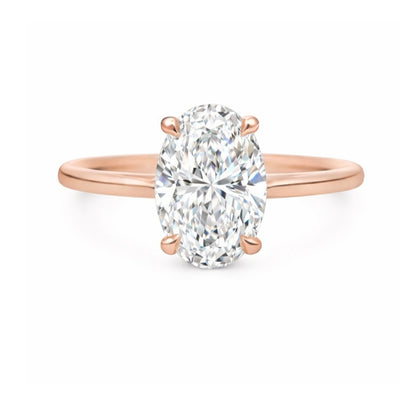 14K Rose Gold Four-Prong Cathedral Solitaire Engagement Ring, SOL1085