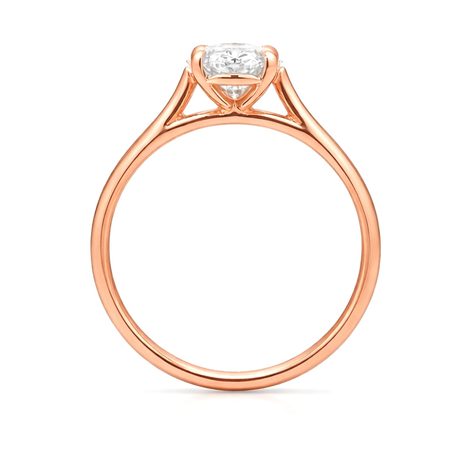 14K Rose Gold Four-Prong Cathedral Solitaire Engagement Ring, SOL1085