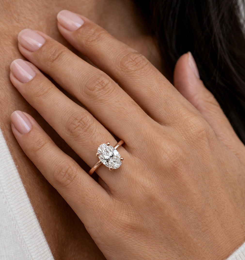 14K Rose Gold Four-Prong Cathedral Solitaire Engagement Ring, SOL1085