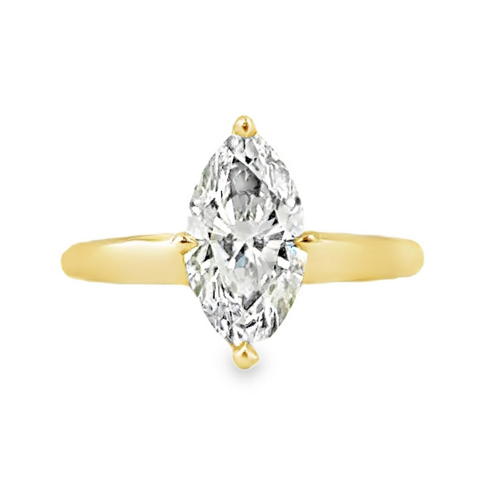 18K Yellow Gold Engagement Ring With Marquise Cut Center Stone -SOL1251