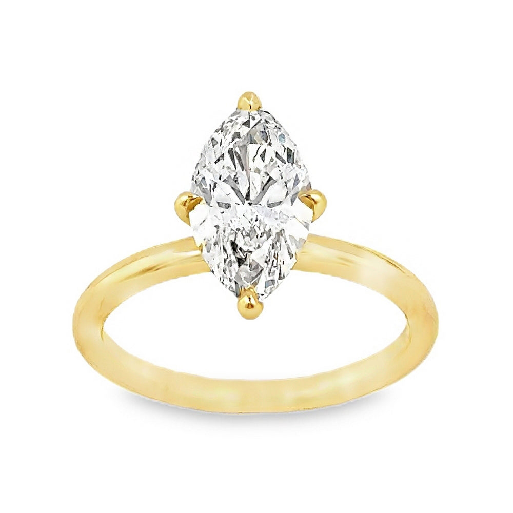 18K Yellow Gold Engagement Ring With Marquise Cut Center Stone -SOL1251