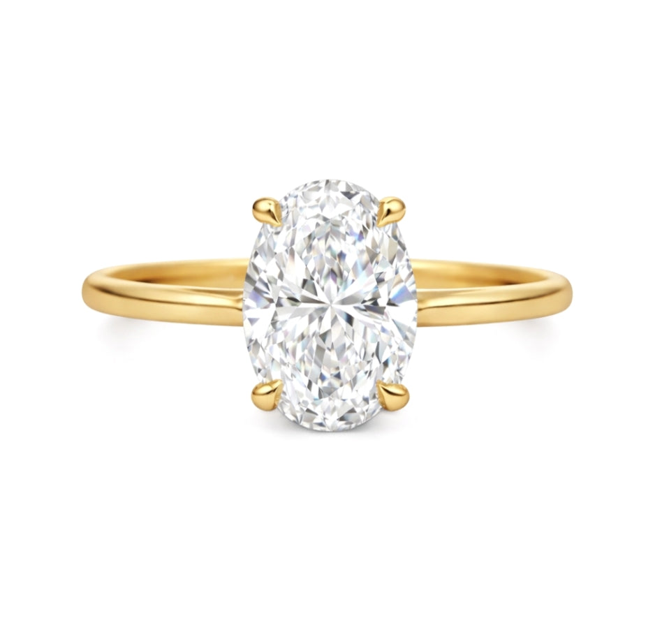 Four-Prong Cathedral Solitaire Oval Cot Engagement Ring, SOL1309Y