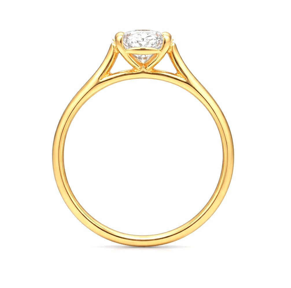 Four-Prong Cathedral Solitaire Oval Cot Engagement Ring, SOL1309Y