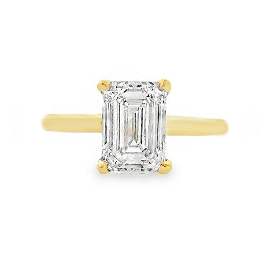 14K Yellow Gold Engagement Ring With Emerald Cut Center Stone -SOL1376