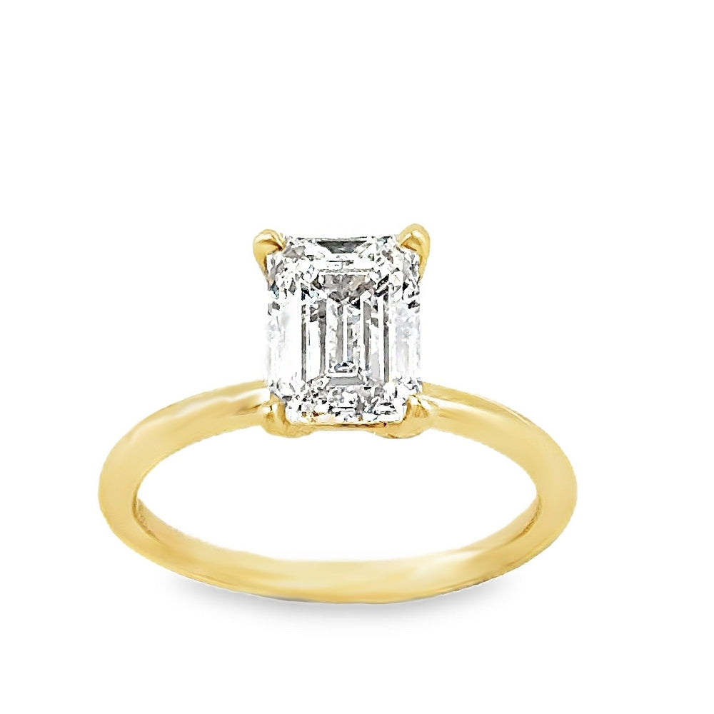 14K Yellow Gold Engagement Ring With Emerald Cut Center Stone -SOL1376