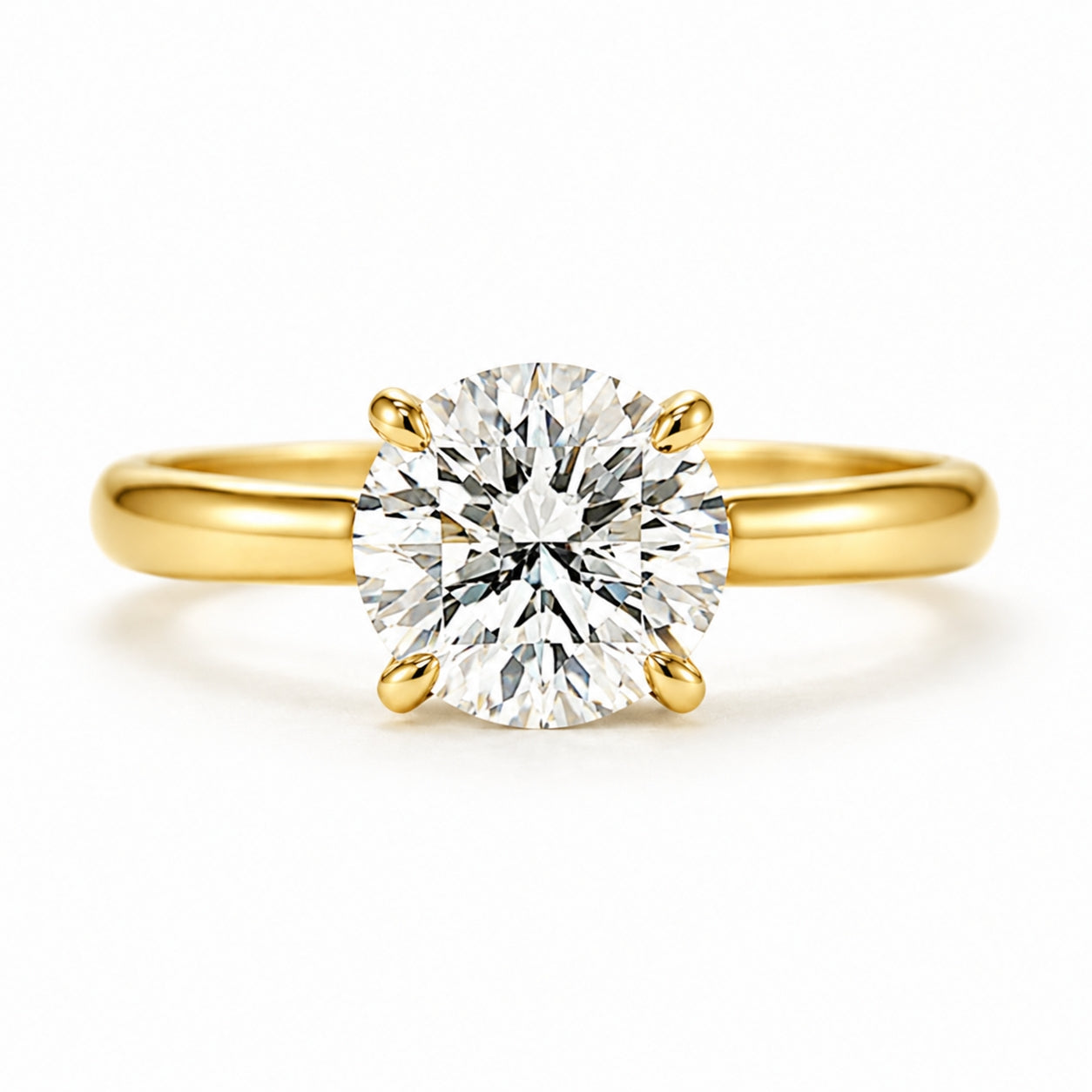 14K Yellow Gold 4-Prong Solitaire 3.00ct Round Diamond, SOL1390