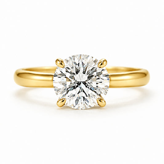 14K Yellow Gold 4-Prong Solitaire 3.00ct Round Diamond, SOL1390