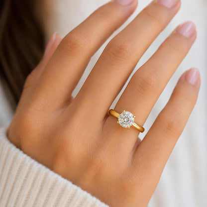 14K Yellow Gold 4-Prong Solitaire 3.00ct Round Diamond, SOL1390