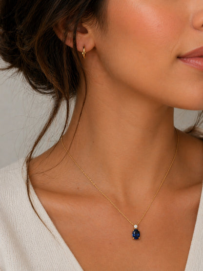 14k Yellow Gold Sapphire and Diamond Pendent