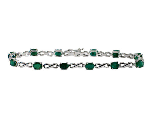 6.10 Carat 14k White Gold Emerald Bracelet - B01030