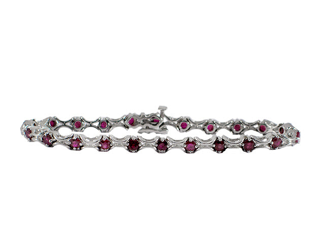 5.50 Carat 14k White Gold Ruby Bracelet - B01034