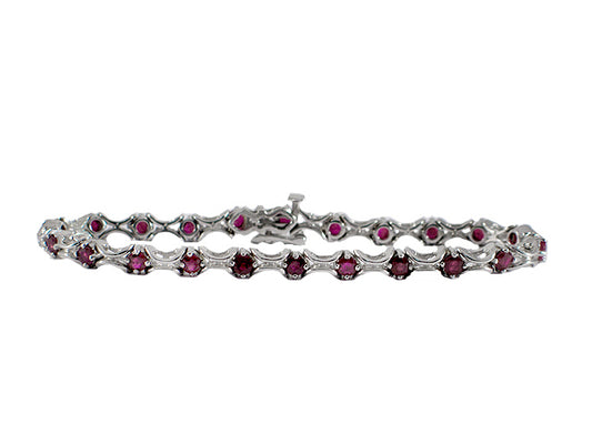 5.50 Carat 14k White Gold Ruby Bracelet - B01034