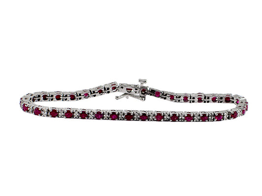 5.0 Carat 14k White Gold Ruby And Diamond Bracelet - B01035