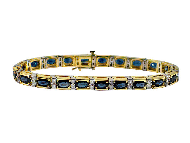 15.80 Carat 2-Tone 14k Sapphire And Diamond Bracelet - B01123