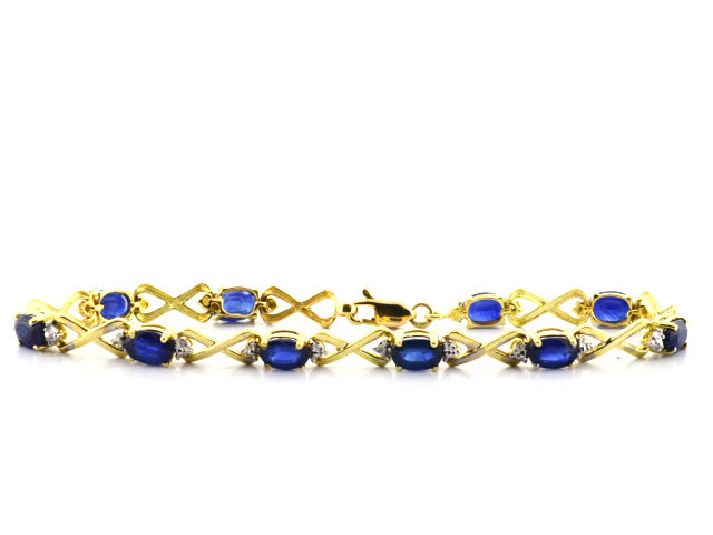 8.50 Carat 14k Yellow Gold Blue Sapphire Bracelet - B01159