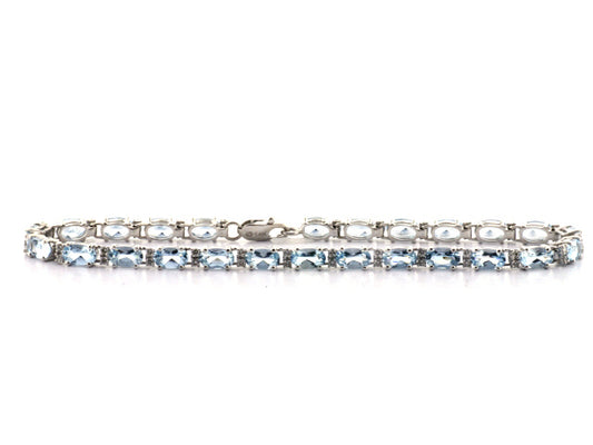 6.60 Carat 14k White Gold Aquamarine Bracelet - B01164