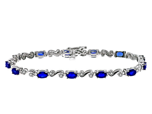 7.10 Carat 14k White Gold Sapphire And Diamond Bracelet - B01183