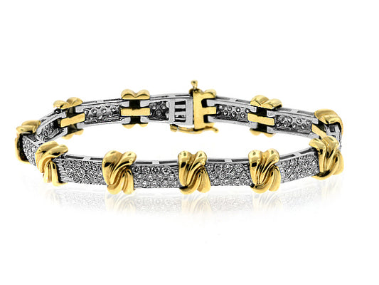 3.50 Carat 2Tone 14k Gold Diamond Bracelet - B01232