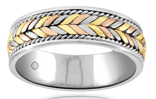 Tri Color 14k Gold Wedding Band - BAND01
