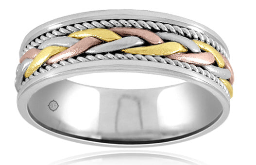 Tri Color 14k Gold Wedding Band - BAND02