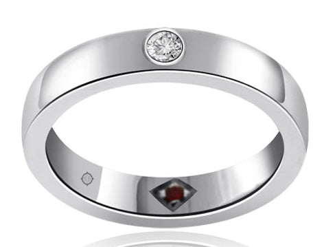 .35 Carat 14k White Gold Diamond And Ruby Wedding Band - BAND1063