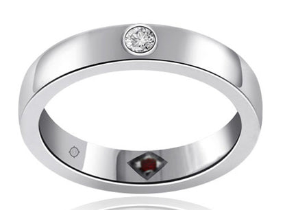 .35 Carat 14k White Gold Diamond And Ruby Wedding Band - BAND1063