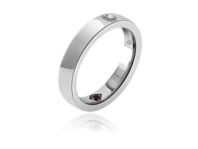 .35 Carat 14k White Gold Diamond And Ruby Wedding Band - BAND1063