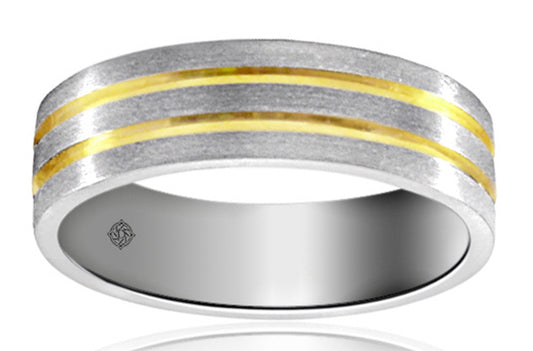 2 Tone 14k Gold Wedding Band - BAND1761