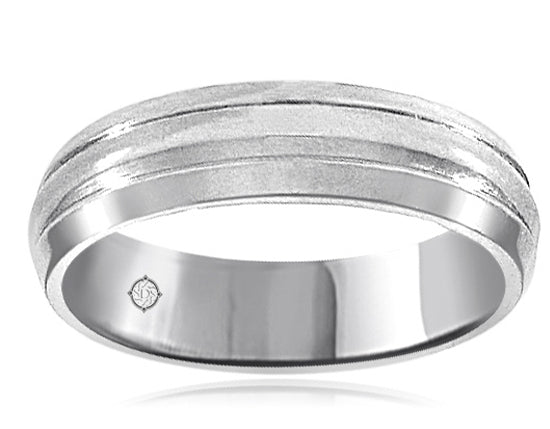 14K White Gold Wedding Band - BAND876