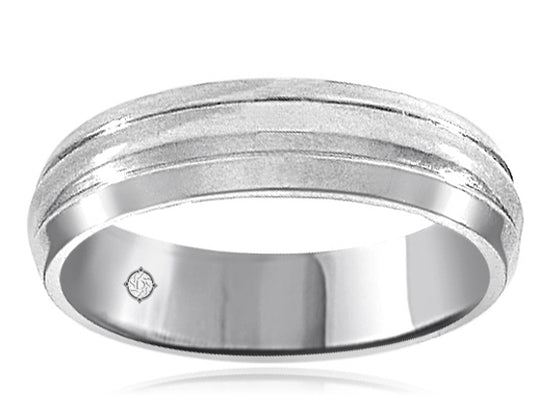 14K White Gold Wedding Band - BAND876