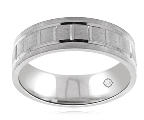 14k White Gold Wedding Band - BAND956