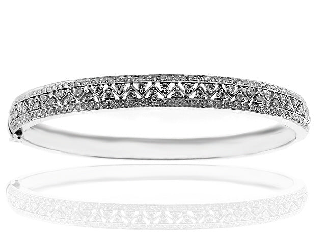 2.30 Carat 14k White Gold Diamond Bangle - BANG01032
