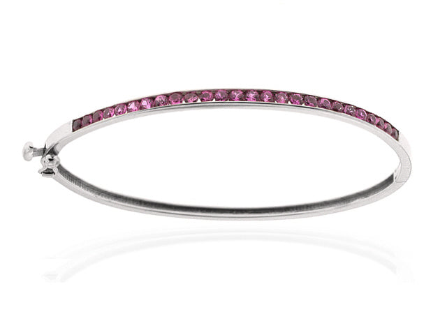 3.10 Carat 14k White Gold Pink Sapphire Bangle - BANG03053