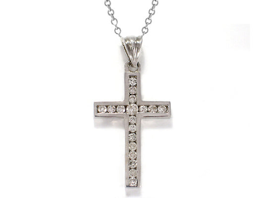.65 Carat 14k White Gold Diamond Cross Pendant - CR01004