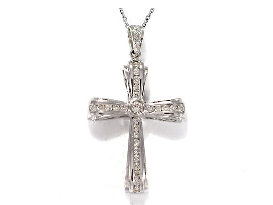 .70 Carat 14k White Gold Diamond Cross Pendant - CR01005