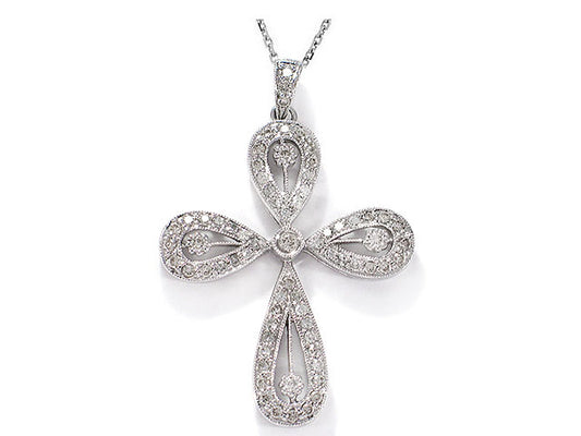 .60 Carat 14k White Gold Diamond Cross Pendant - CR01006